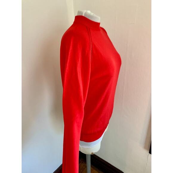Vtg Exmoor Mock Turtleneck Red Sweater Pullover Union MAde USA Zip Knit Crewneck - Picture 2 of 13